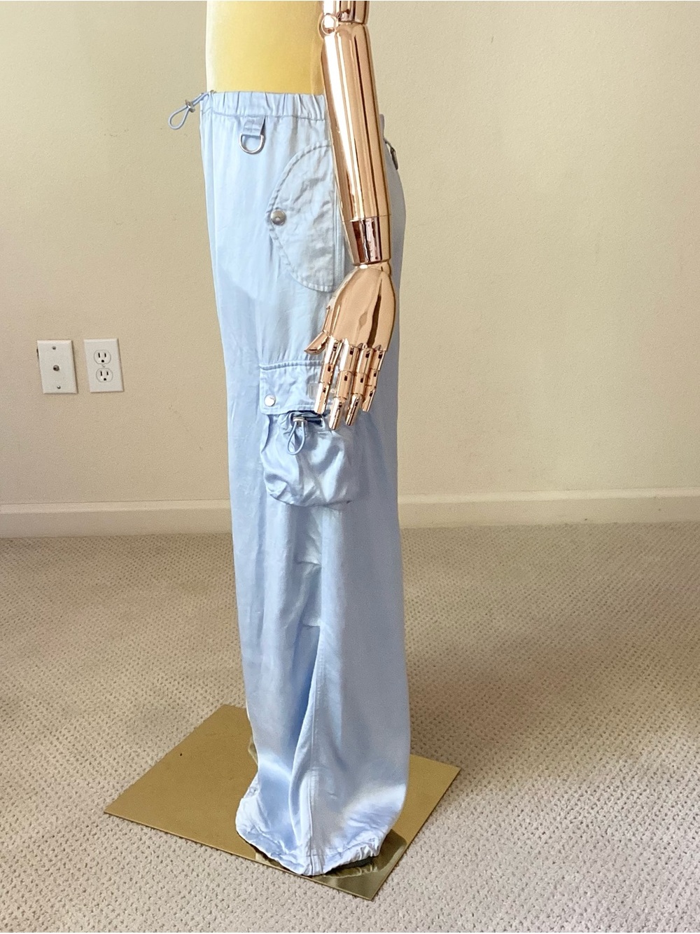 Coperni Light Blue Silk Cargo Maxi Skirt SZ 2 - Picture 3 of 8